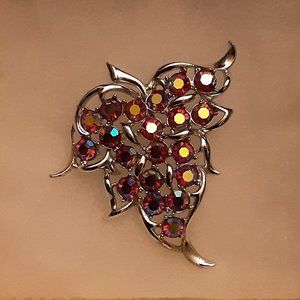 Sarah Coventry Vintage AB Rhinestone Grape Cluster Brooch - Signed